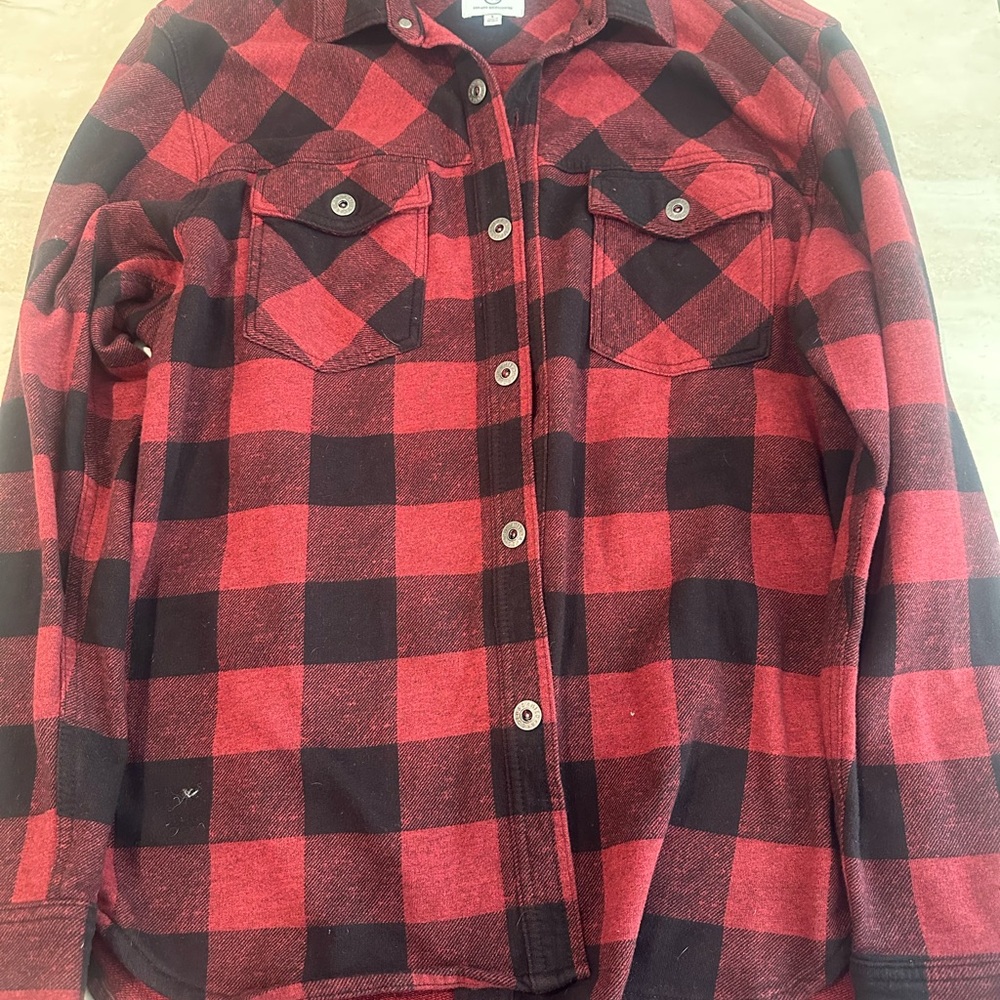 AG Adriano Goldschmied Red and Black Plaid Shirt